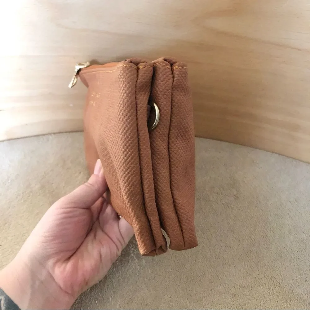 Kate Spade New York Pebbled Leather Crossbody Clutch Bag Warm Gingerbread